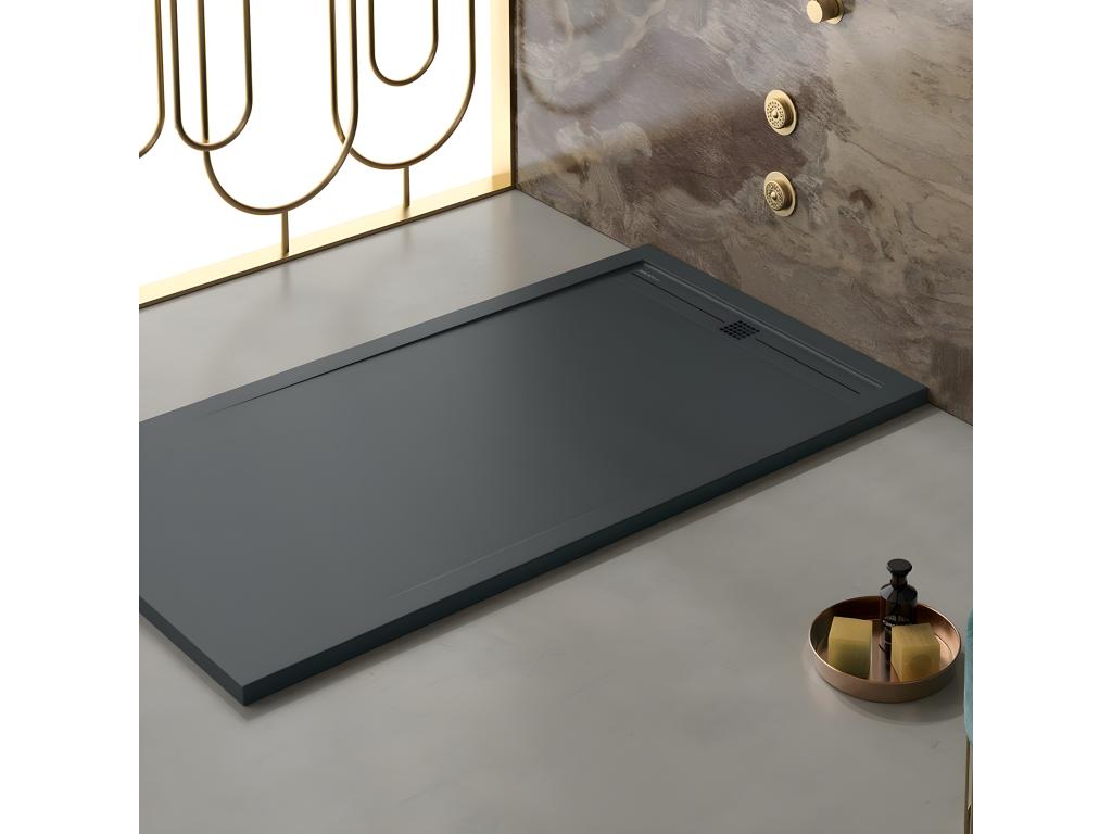 Boisona black shower tray with smooth finish and colored grate - 190x90 cm XGRP74100