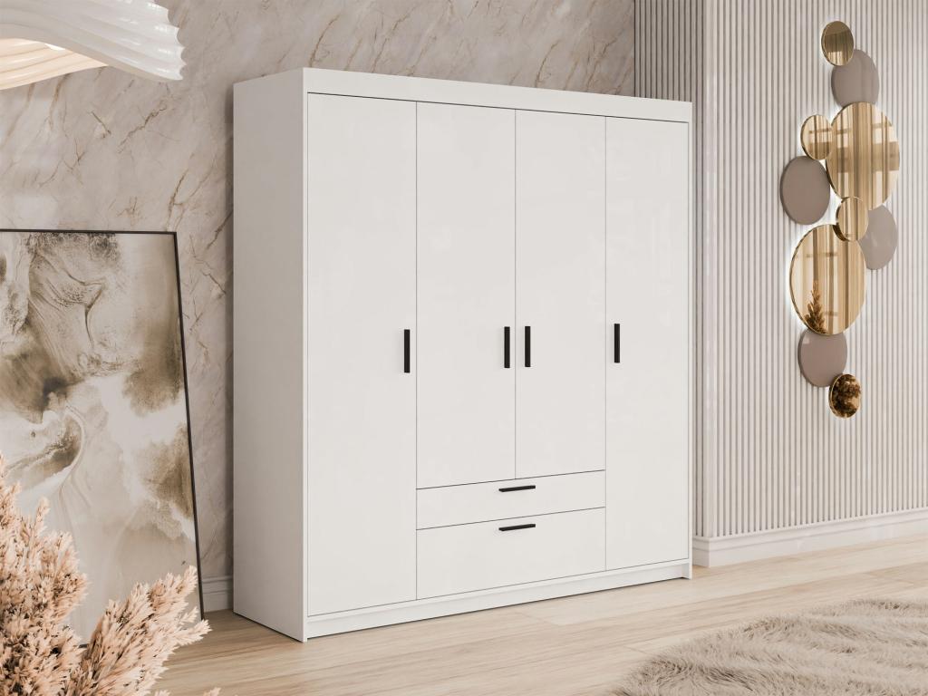 Nobellea 107 White Wardrobe 191x176x53cm Wardrobe Doors With Hinges OXMF96517