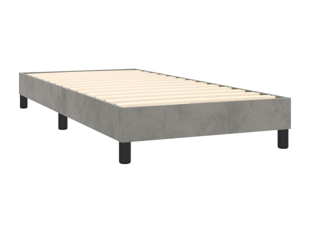 Upholstered bed base and mattress, Dark Grey, 80x200 cm, Velvet, PGXI17072