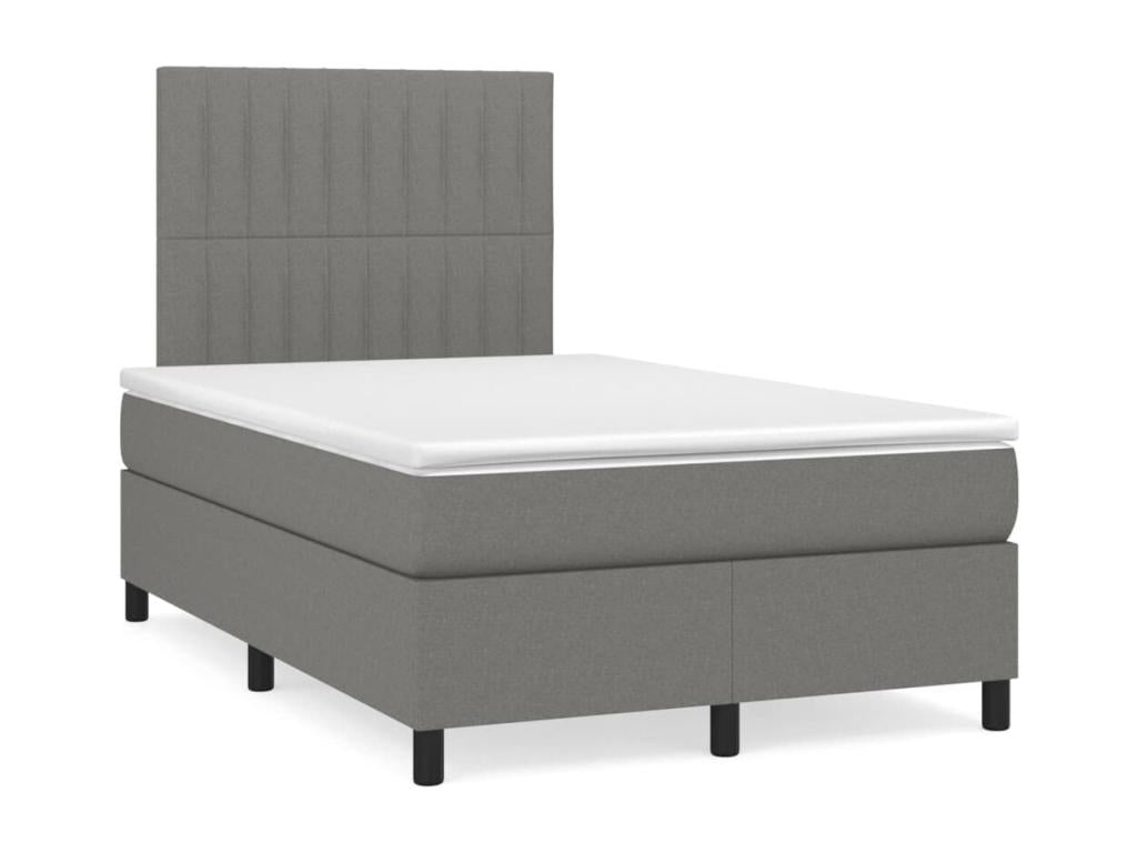 Upholstered bed base with mattress, Dark Grey, 120x200cm, Fabric UGPY65939