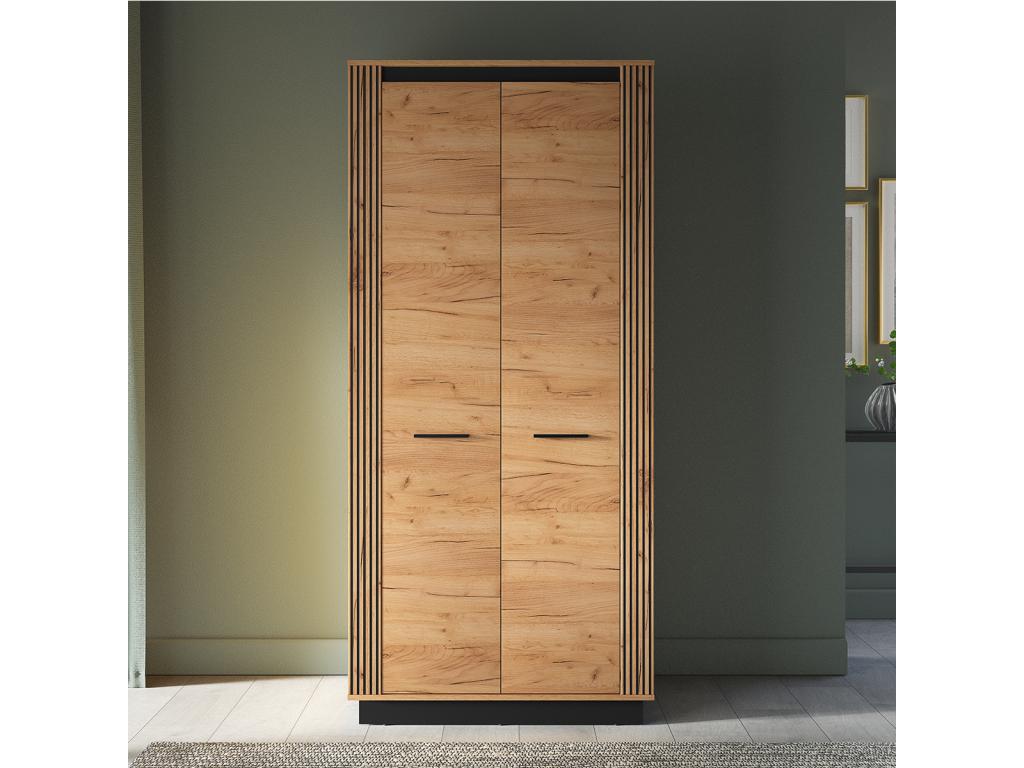Nobellea 2-Door Wardrobe, Wood and Black MBUA90613