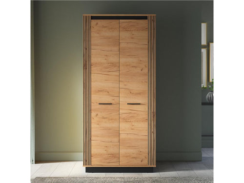 Nobellea 2-Door Wardrobe, Wood and Black MBUA90613