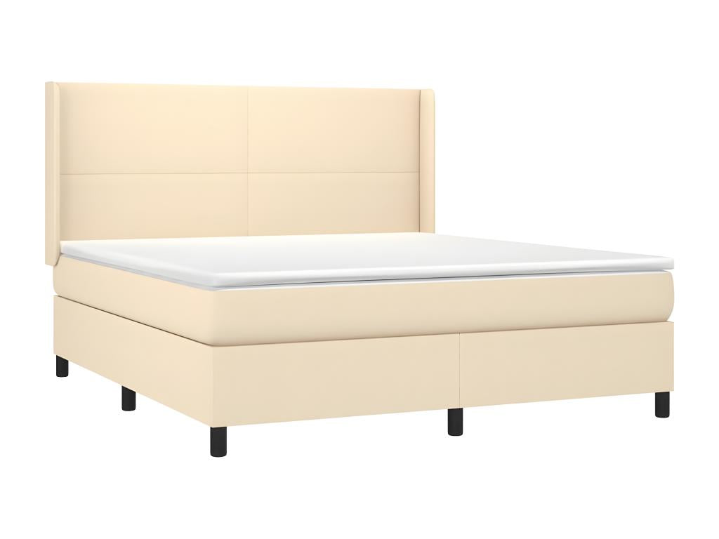 Upholstered bed base with mattress and LED lighting, Cream, 160x200 cm, Fabric NUZD56206