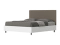 Double storage bed with double riser 160x200 headboard in white ash with cappuccino faux leather Level ZEXR03942
