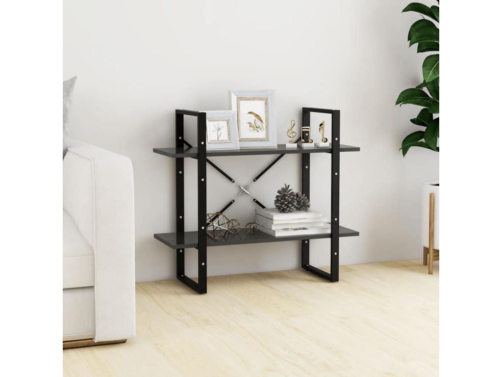 2-Tier Bookshelf Grey 80x30x70 cm Engineered Wood GTTP27172