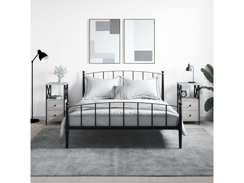 Boisona 2-piece bedside tables, grey, 34x35.5x70cm, engineered wood, FCGW81184