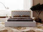 Upholstered bed with storage - 200x200 - double bed - velvet - grey - Nobellea OEWI73928