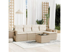 Garden furniture set with cushions, 6 pieces, beige woven resin DQSG12199