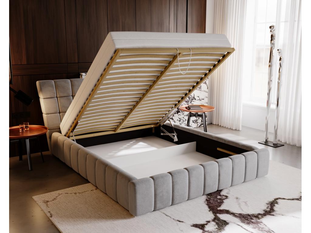 Upholstered bed with storage - 120x200 - double bed - velvet - black - Paris QVBC31605