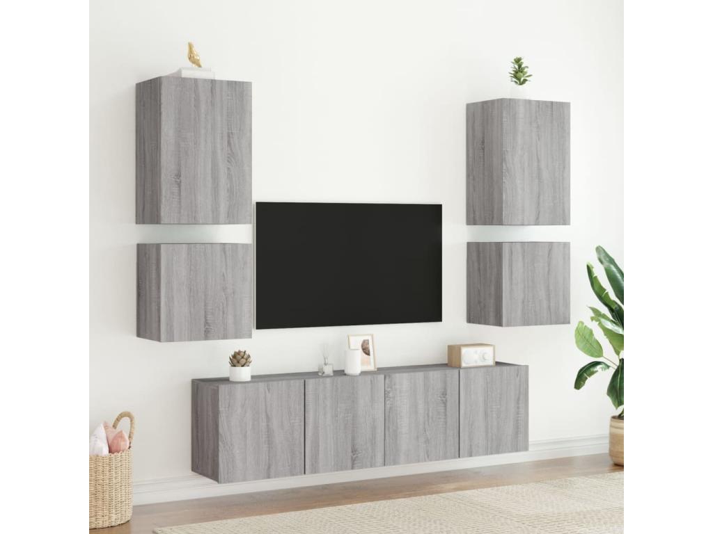 Nobellea 2-piece wall-mounted TV unit, grey, 40.5x30x40cm, engineered wood, QPDV07066