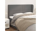 Headboard with wings, Grey, 163x23x118/128 cm, Faux Leather, MSFD17900