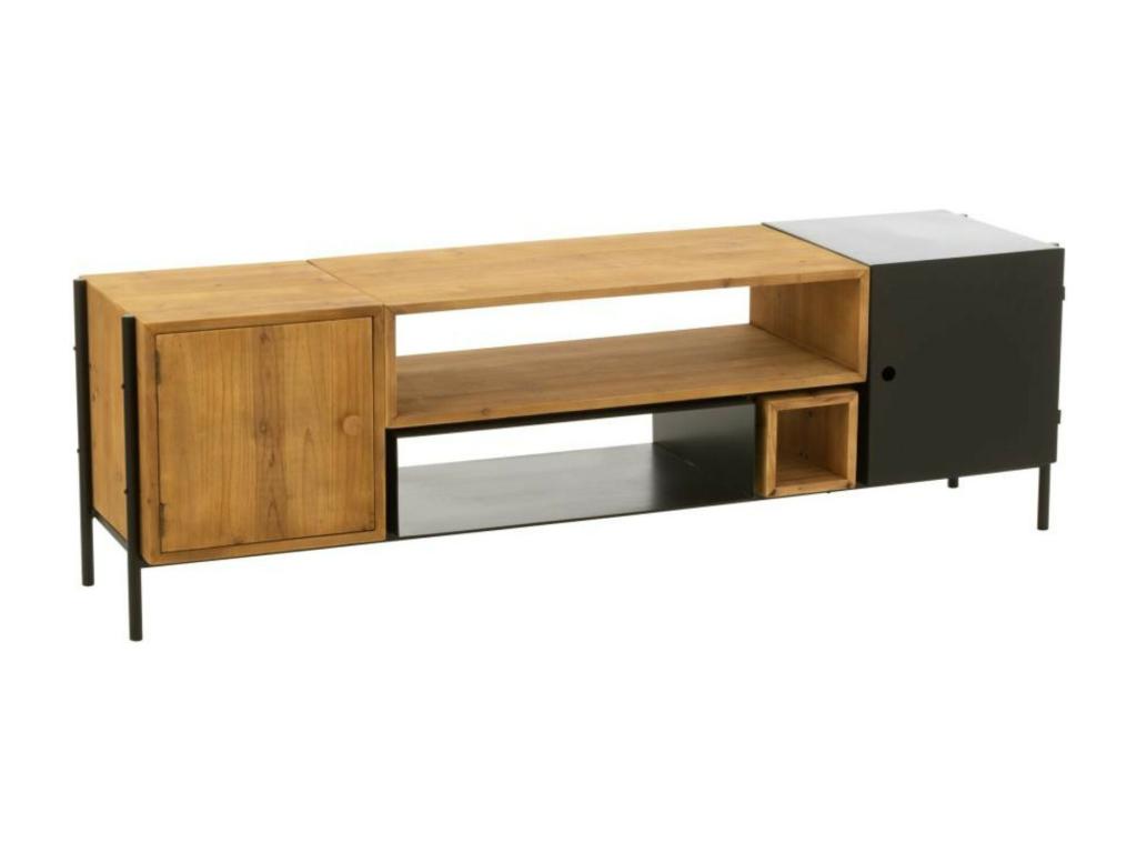 TV stand in wood and black metal, 160cm wide - Nobellea QTTM38220