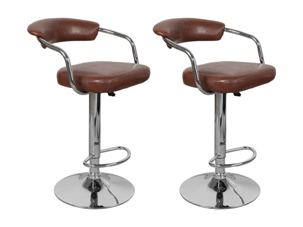 Set of 2 Dekonao Bar Stools 84-105cm Brown INUU13895