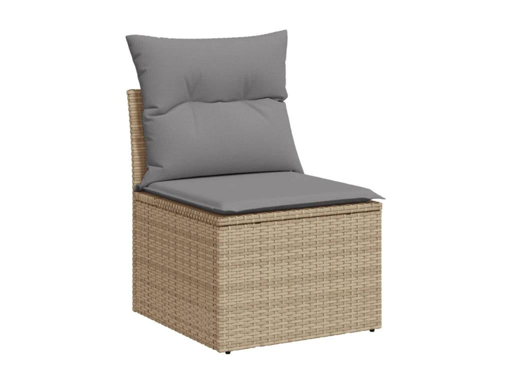 11-piece garden furniture set and cushions, méNobellea beige woven resin ISOR37473