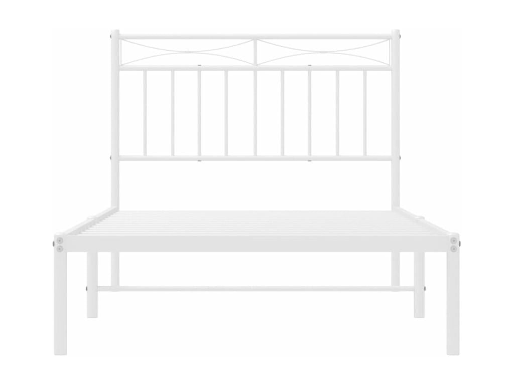 Metal bed frame with white headboard 100x190 DINV91388