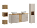 Nobellea Cashmere and Wood 140cm Double Vanity Unit with Column and 3 Wall Cabinets HMGJ96762
