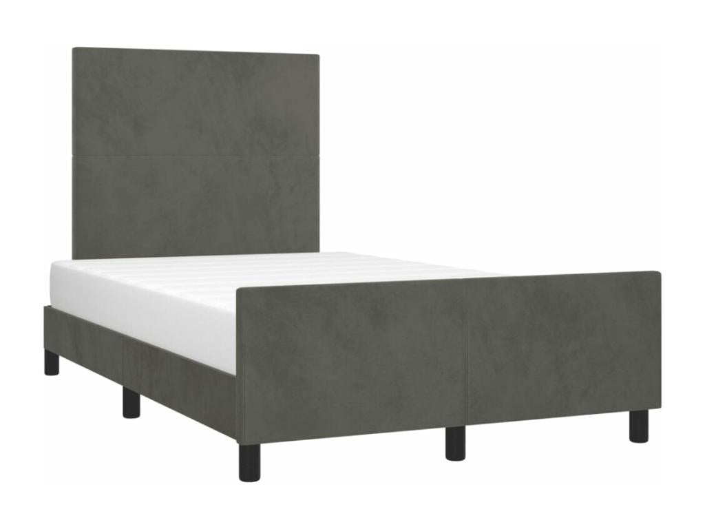 Bed frame with dark grey headboard 120x190 velvet BZUU01530