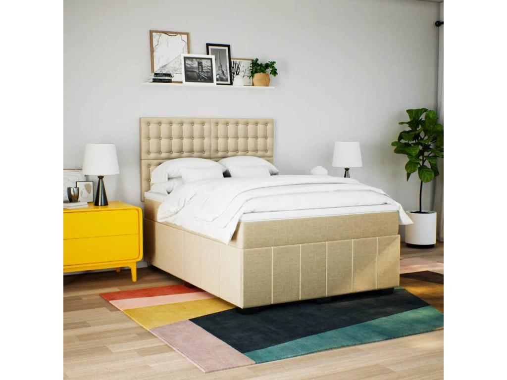 Nobellea bed base with mattress, Cream, 140x200 cm, Fabric LHUS07946