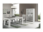 Nobellea - White and Grey Marble Living Room Set with 190cm Table and 4-Door Display Cabinet with LEDs LHQC23780