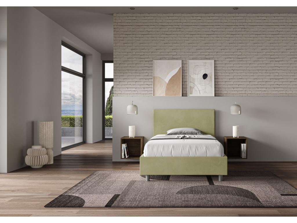 Single bed with 120x210cm upholstered microfiber base, green, Nobellea IFWE57159