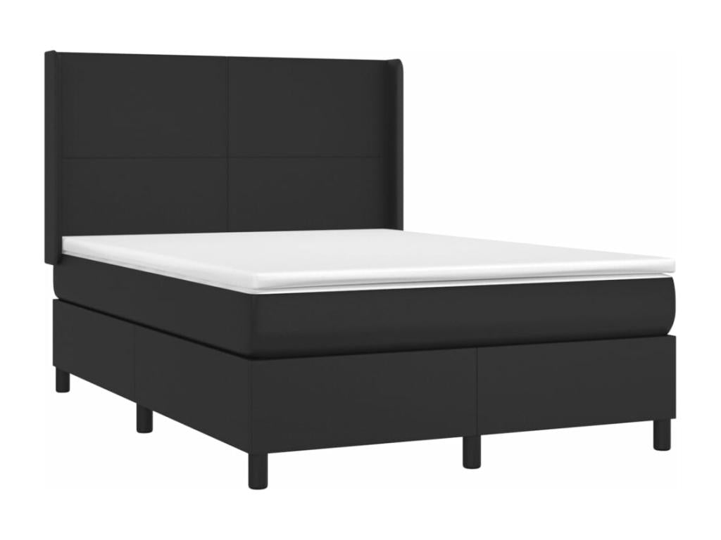 Nobellea bed base with mattress, black, 140x200 cm, faux leather, BGSV18347
