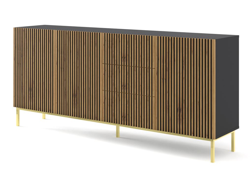 Nobellea Chest of Drawers 200x42x87 Black / Cream / Gold EZPC09167