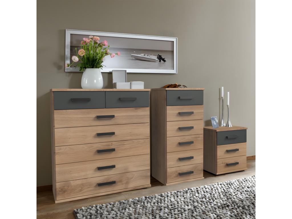 3-drawer chest in oak and graphite finish - W46 cm CJCE76863