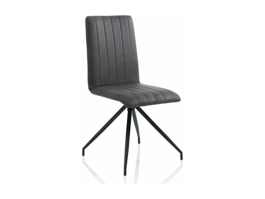 Nobellea Anthracite Faux Leather Chair with Black Metal Legs - Set of 2 GKMJ80384