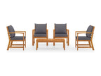 5-piece garden furniture set with cushions, solid Nobelea wood ODDR79318