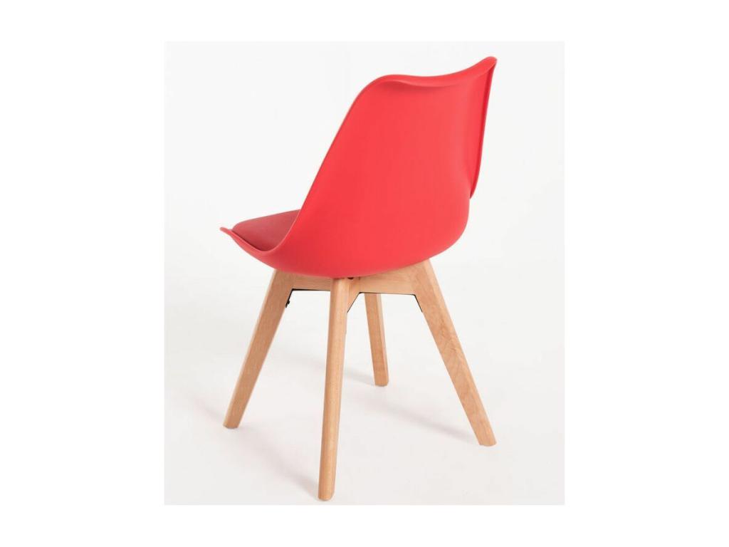 Geneva Scandinavian chair with red faux leather cushion - Set of 2 LSPH23698
