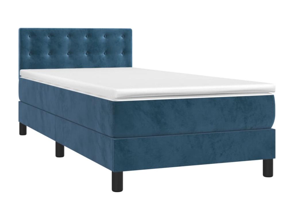 Upholstered bed base with mattress, Dark Blue, 90x200 cm, MOAD82938