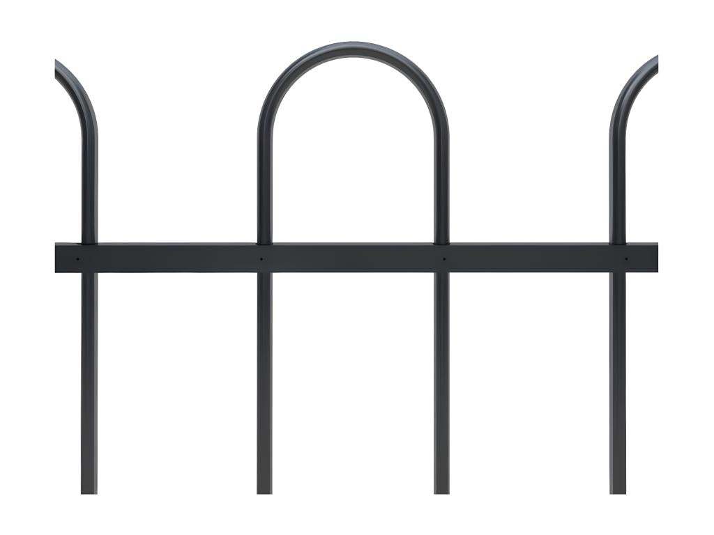 Garden fence with hoop top, Steel, 13.6 x 1 m, Black, FQGQ60612