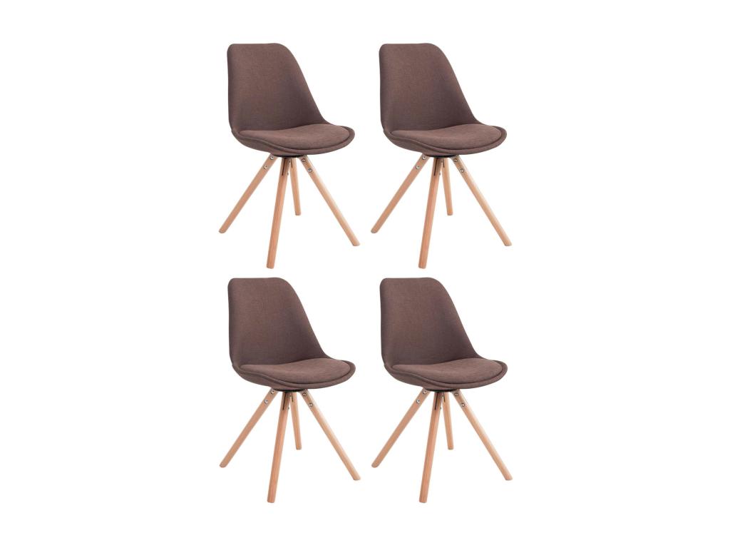 Set of 4 dining chairs - Fabric/Wood - Brown - Nobellea MMXY25553