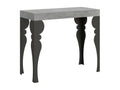 Dekonao Oriental Style Extendable Console Table - Cement Grey - 4-Leg Support - 5 Thick Extension Leaves CXHE64884