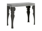 Dekonao Oriental Style Extendable Console Table - Cement Grey - 4-Leg Support - 5 Thick Extension Leaves CXHE64884