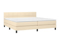 Upholstered bed base with mattress, Cream 200x200 cm, Fabric KGHV98604