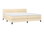 Upholstered bed base with mattress, Cream 200x200 cm, Fabric KGHV98604