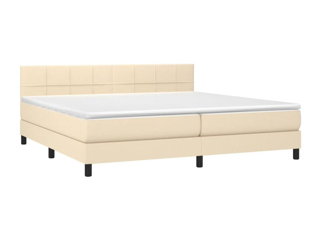 Upholstered bed base with mattress, Cream 200x200 cm, Fabric KGHV98604