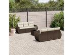 Garden furniture set with cushions, 7 pieces, brown woven resin RCJB11274