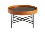Boisona TYAZ68777 round side table in light brown and black walnut wood
