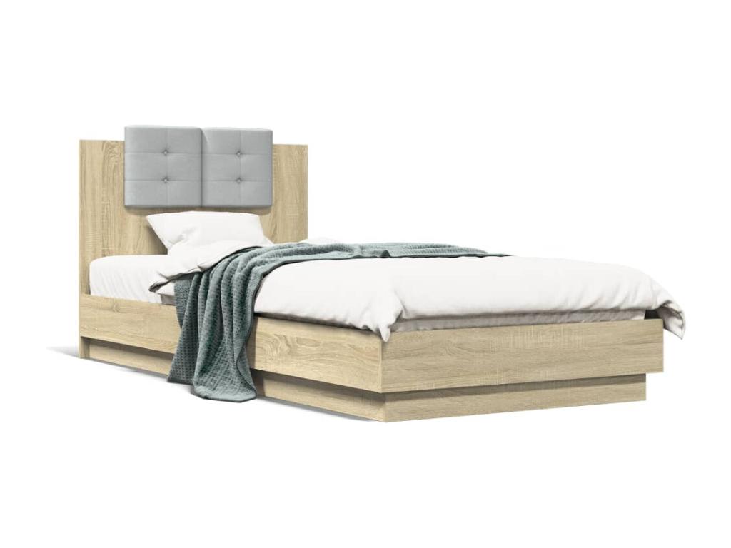 Bed frame, headboard and Dekonaoères LED oak Dekonao 100x200 OBCP98050