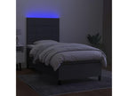 Upholstered bed base with mattress and LED lighting, dark grey, 90x190cm, fabric JUDR55096