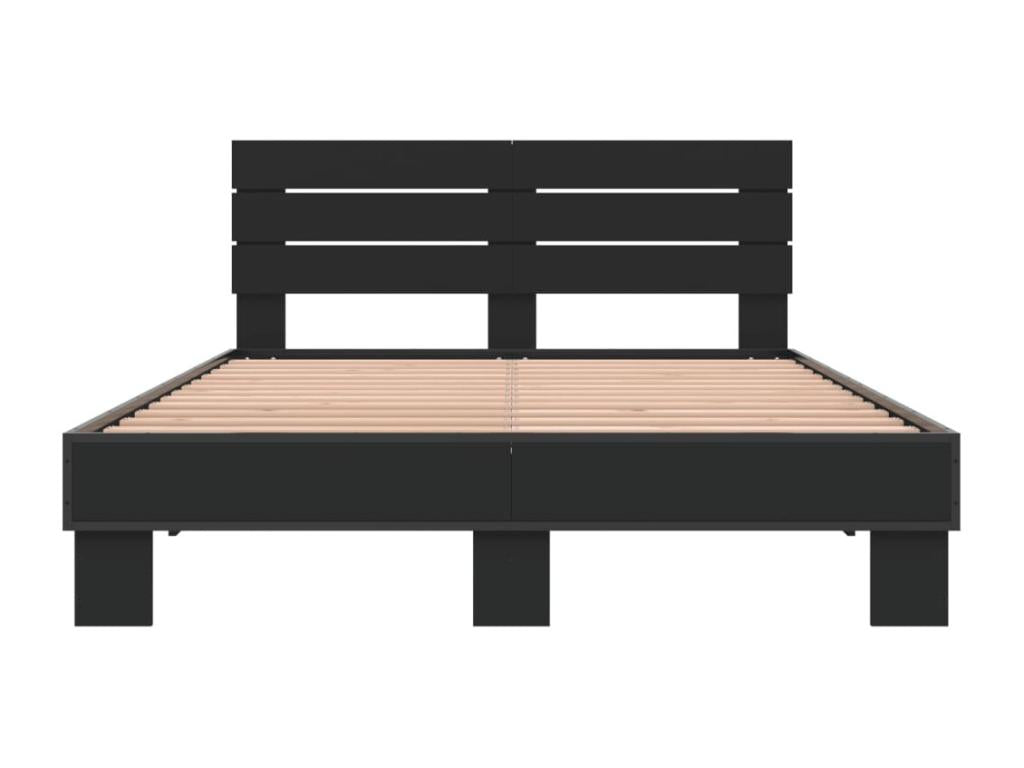 Black bed frame 120x190 cm engineered wood and metal FLMU84349