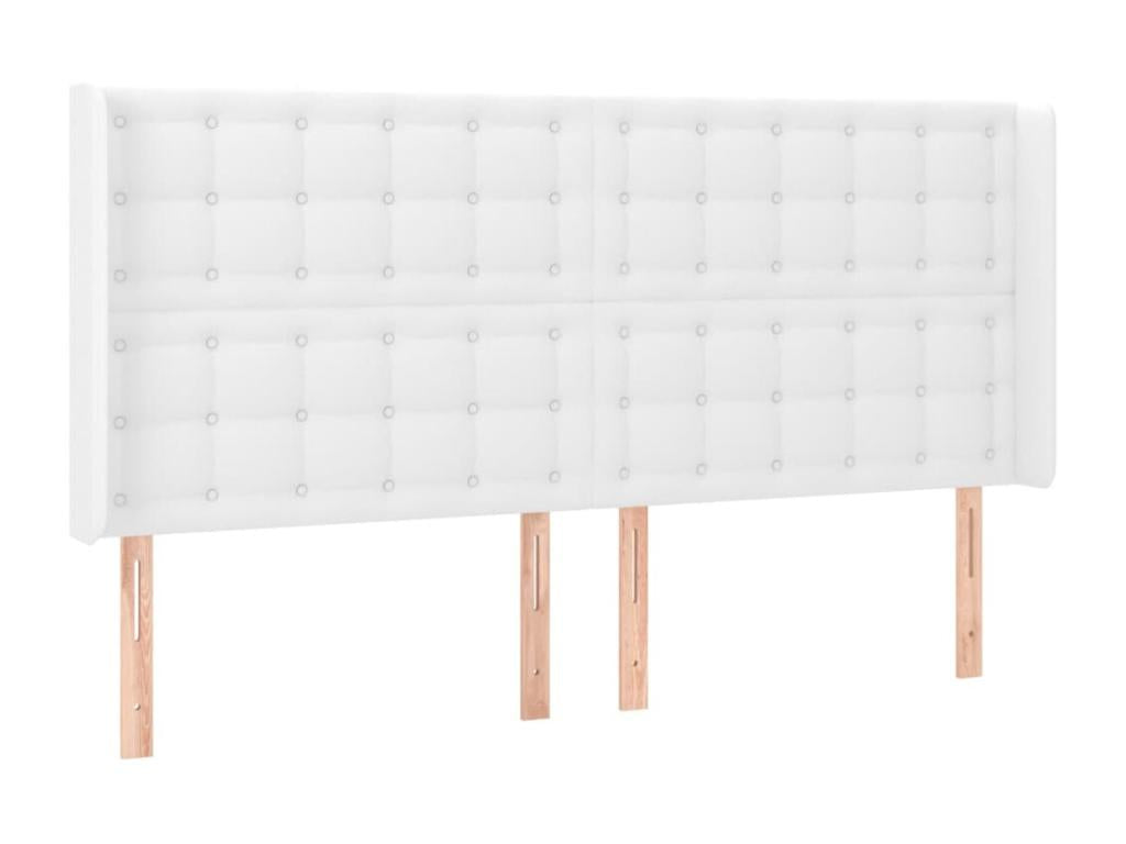 Headboard with wings, White, 183x16x118/128 cm, Faux Leather, YICP03260