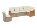 Garden furniture set with cushions, 6 pieces, beige woven resin XNJN89824