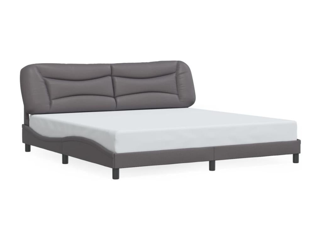 Grey faux leather bed frame without mattress 200x200 cm OVVP73818