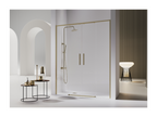 Boisona brushed gold shower enclosure with 2 fixed glass panels and 2 sliding doors, 159-161.6 cm, MNOV38922