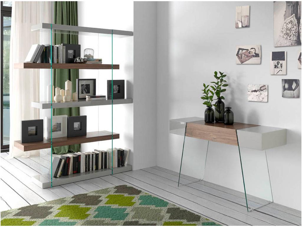 Modern console table in walnut and lacquered wood, Roma color - Sulphur LZIH46251