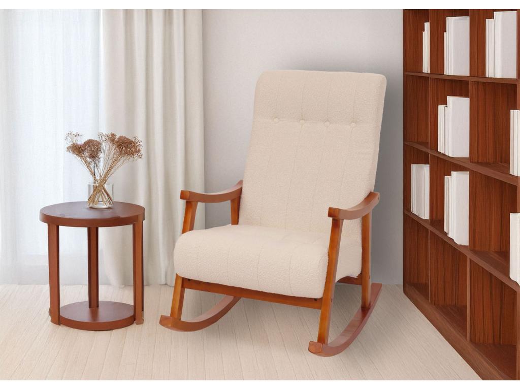 Nobellea-K10 cream rocking chair with walnut-effect frame VTBH97516