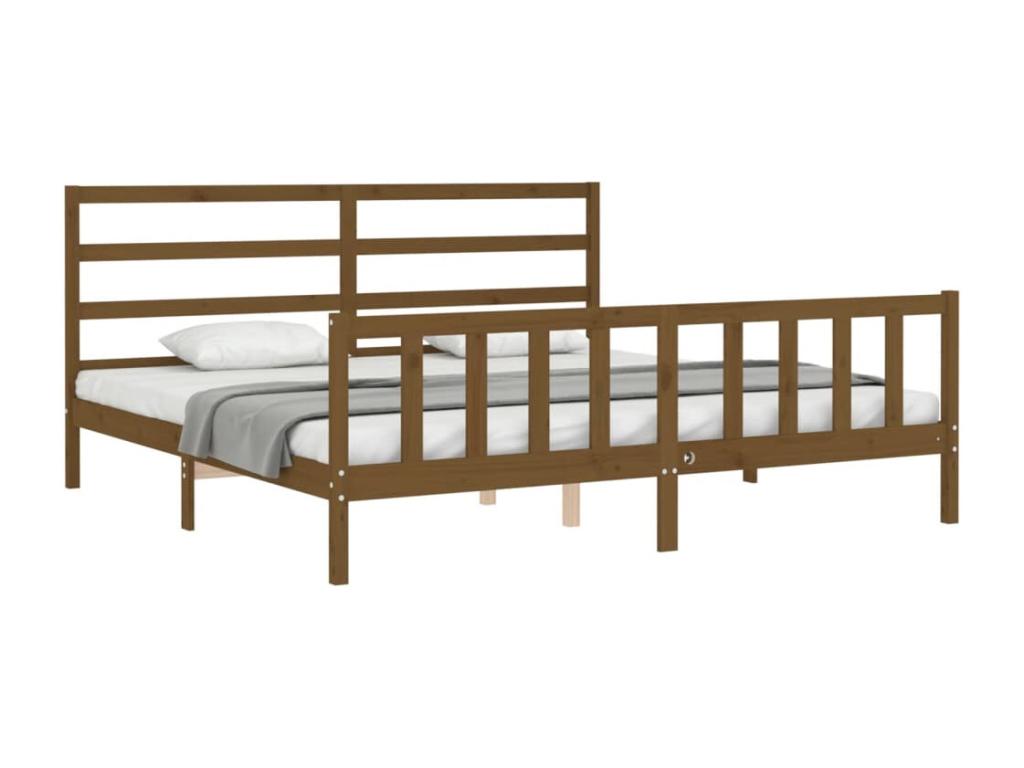Bed frame without mattress, honey brown, 200x200cm, solid pine wood, TUQQ99469